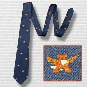 Vintage Pintail Auburn University Logo Eagle Embroidered Tie Made In USA